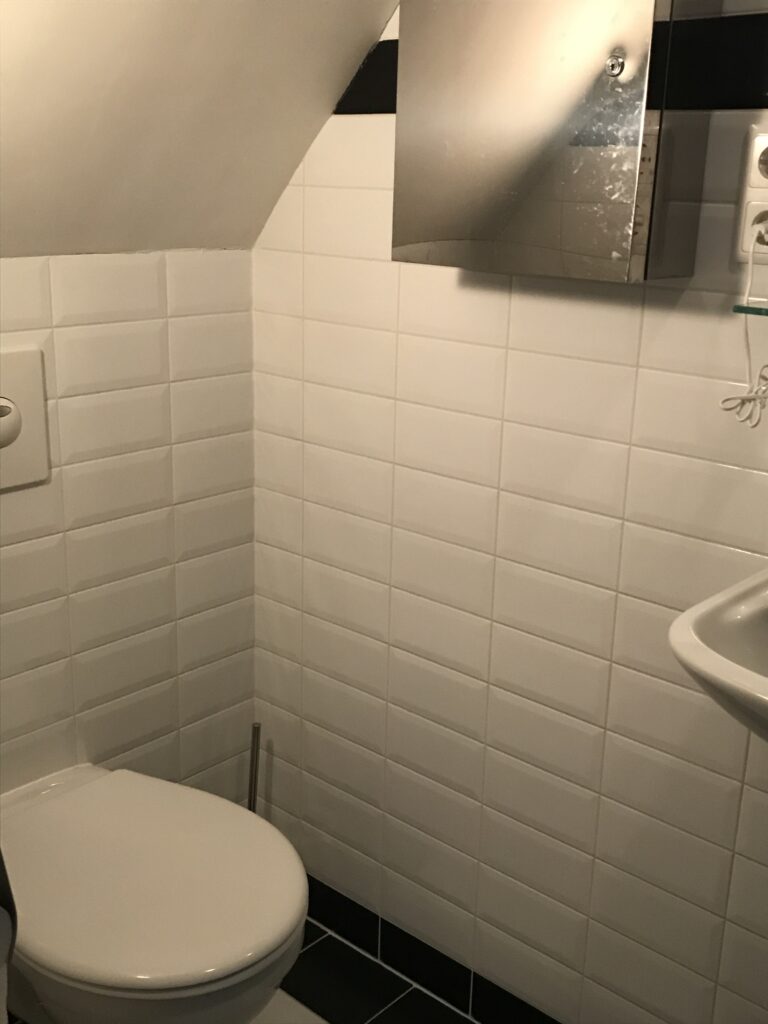 Toilet onder trap betegeld